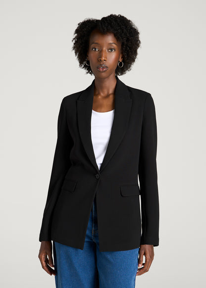 Deconstructed Crepe Blazer for Tall Women in Black