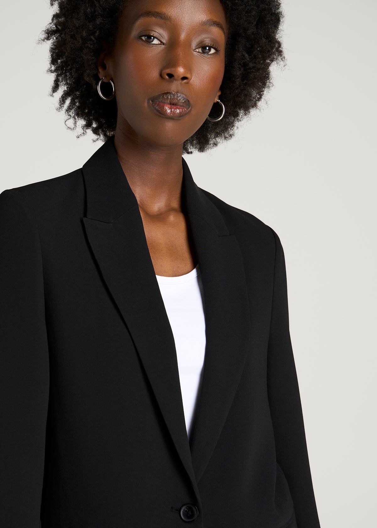 Deconstructed Crepe Blazer for Tall Women in Black