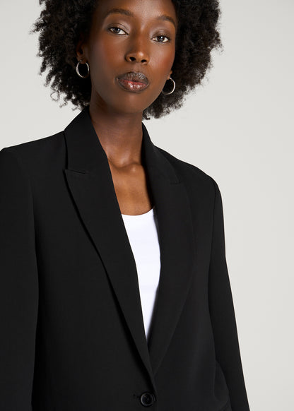 Deconstructed Crepe Blazer for Tall Women in Black