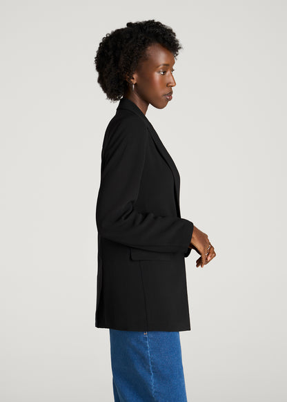 Deconstructed Crepe Blazer for Tall Women in Black