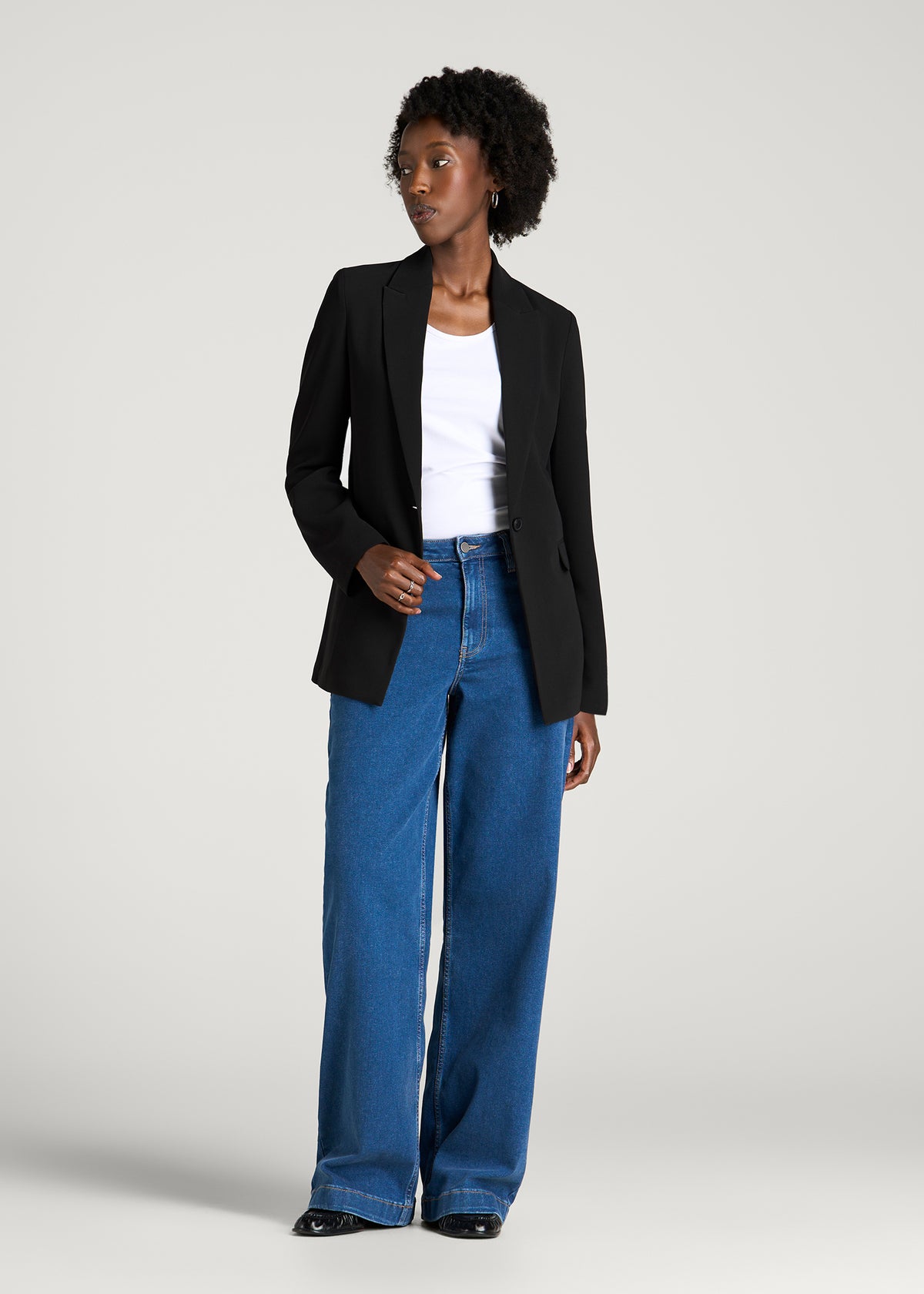 Deconstructed Crepe Blazer for Tall Women in Black