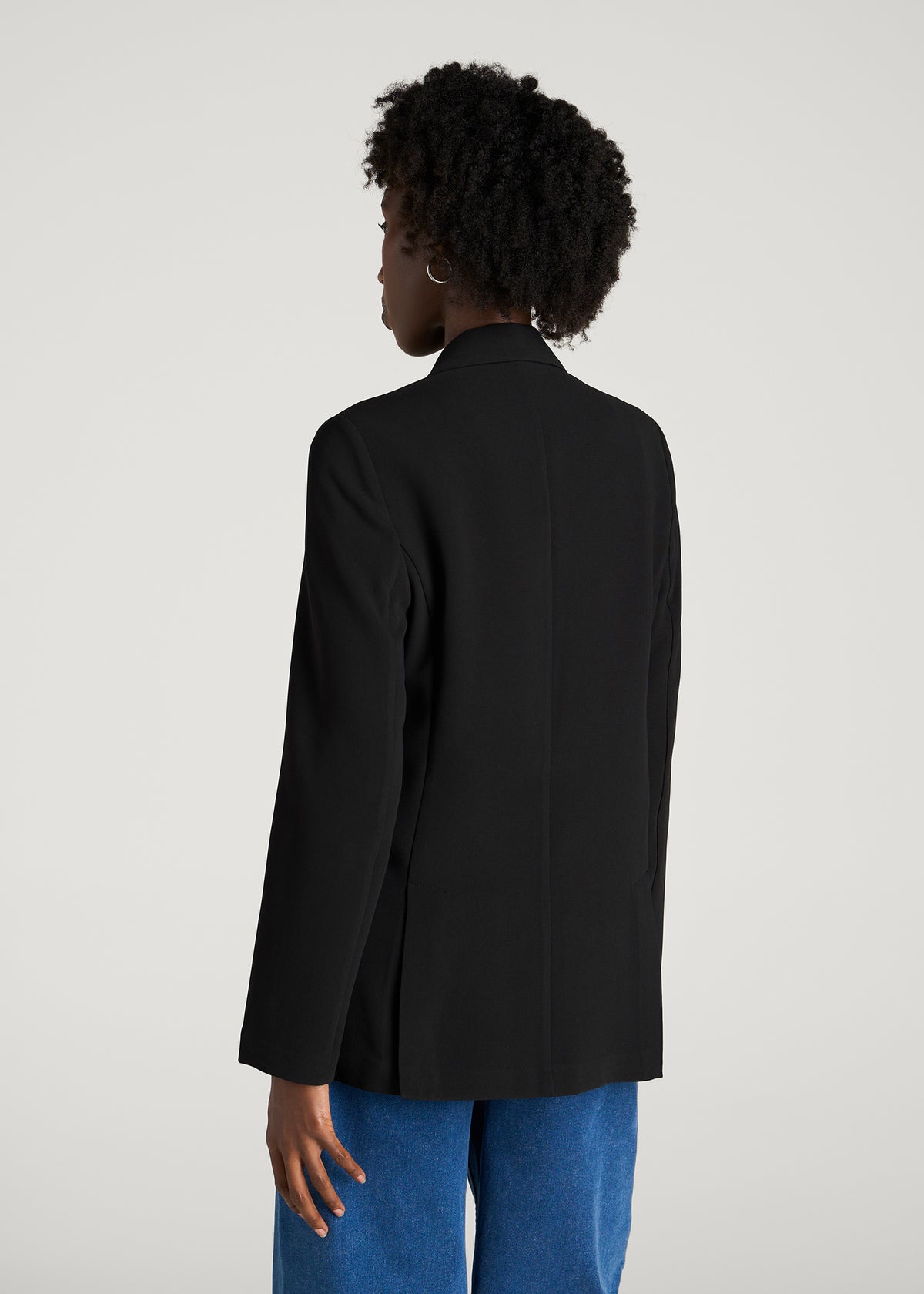 Deconstructed Crepe Blazer for Tall Women in Black