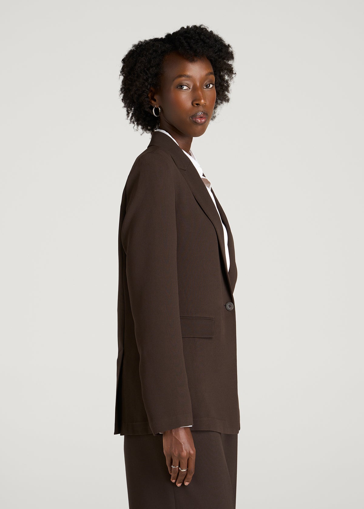 Deconstructed Crepe Blazer for Tall Women in Espresso