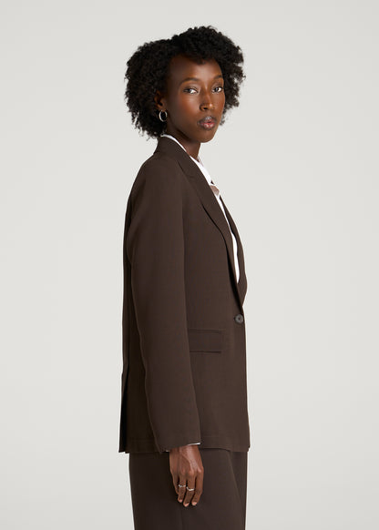 Deconstructed Crepe Blazer for Tall Women in Espresso