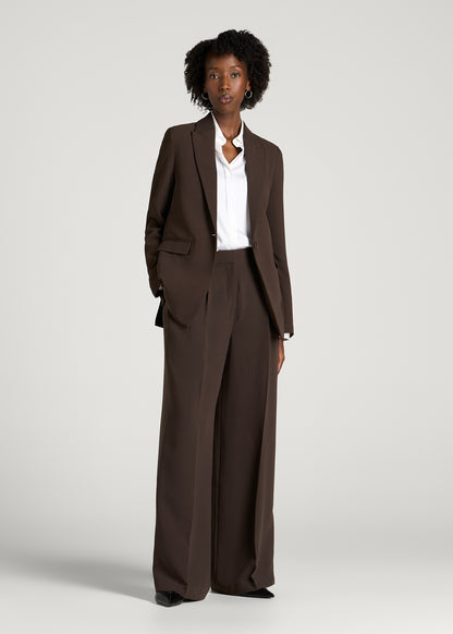 Deconstructed Crepe Blazer for Tall Women in Espresso
