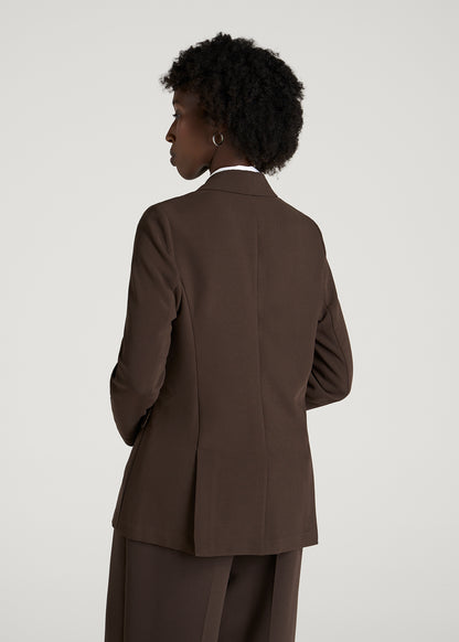 Deconstructed Crepe Blazer for Tall Women in Espresso