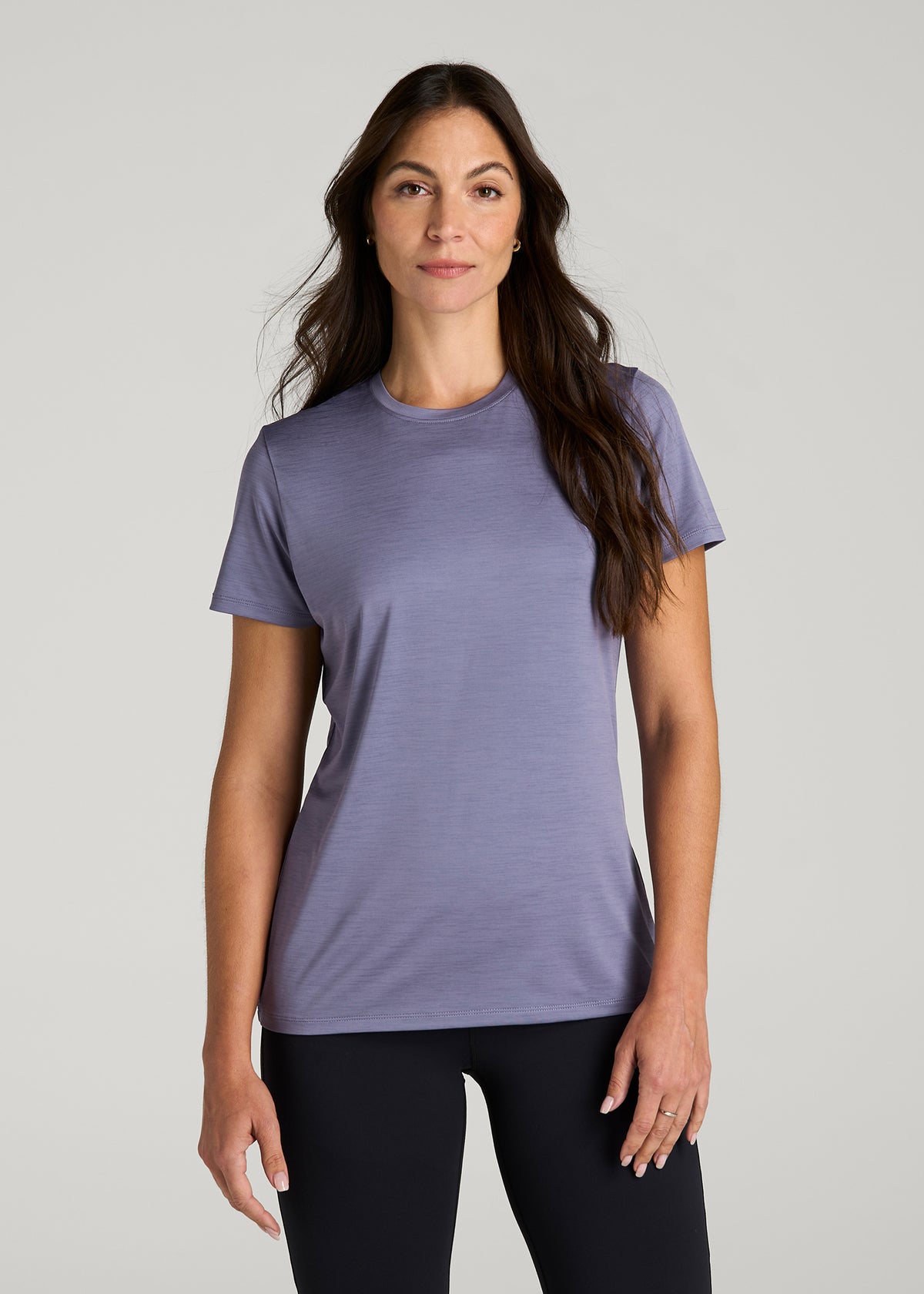 Short Sleeve Crewneck Tee for Tall Women in Blue Granite Mix