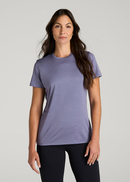 Short Sleeve Crewneck Tee for Tall Women in Blue Granite Mix