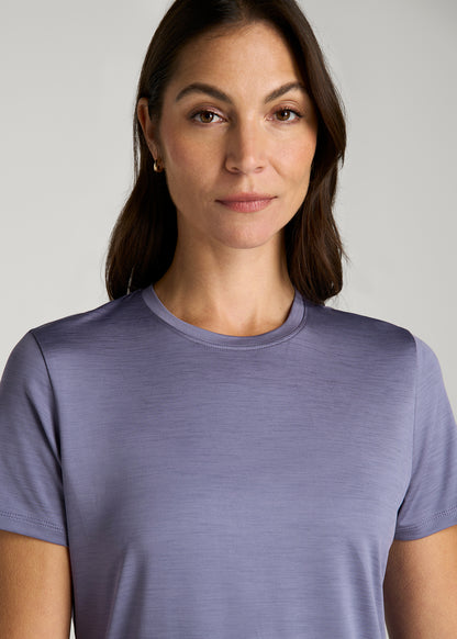 Short Sleeve Crewneck Tee for Tall Women in Blue Granite Mix