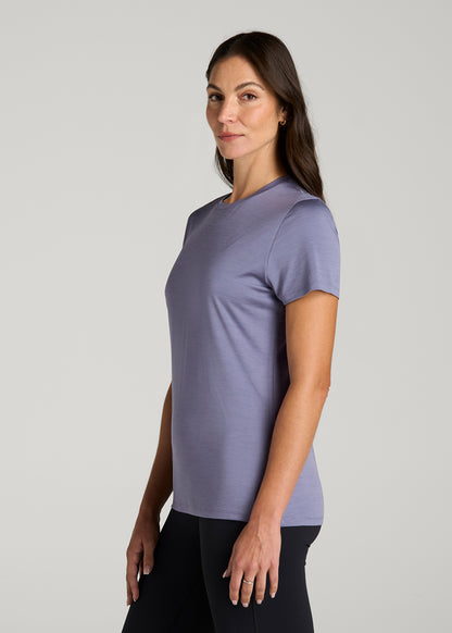 Short Sleeve Crewneck Tee for Tall Women in Blue Granite Mix