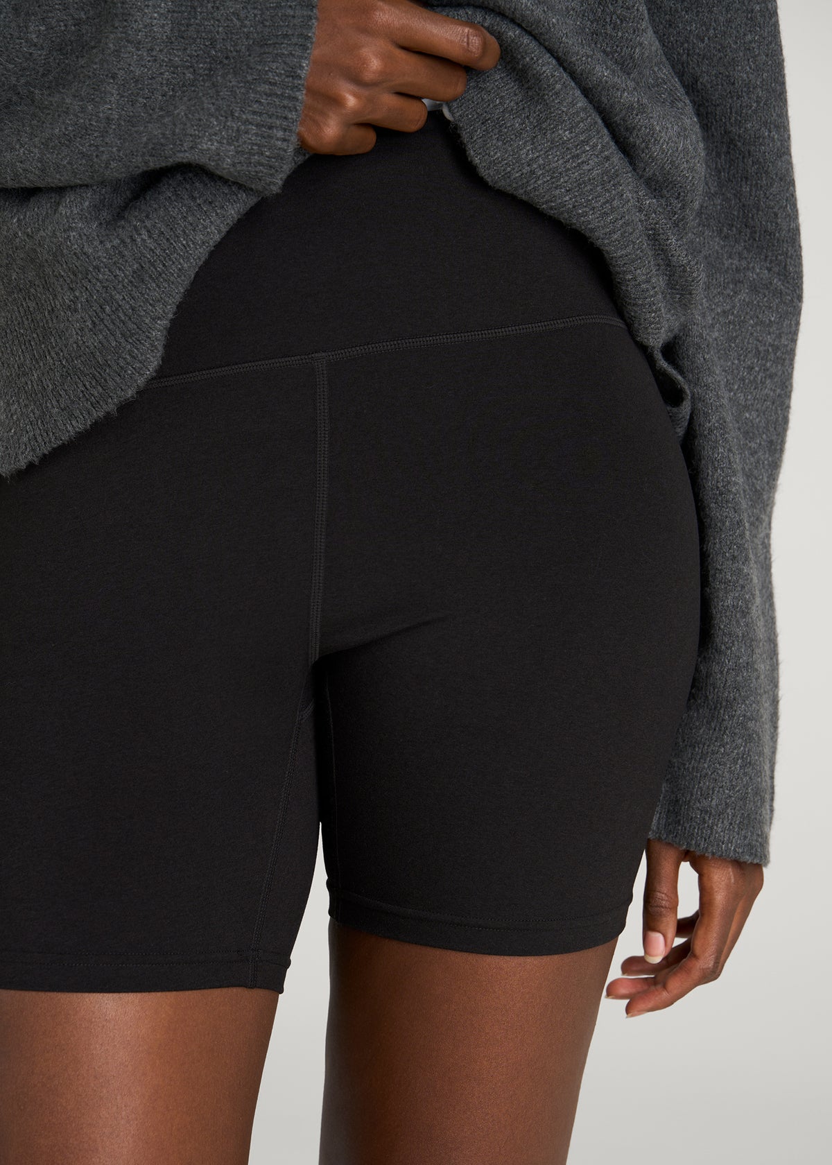 Ultra Soft High Rise Bike Shorts for Tall Women in Black Mix