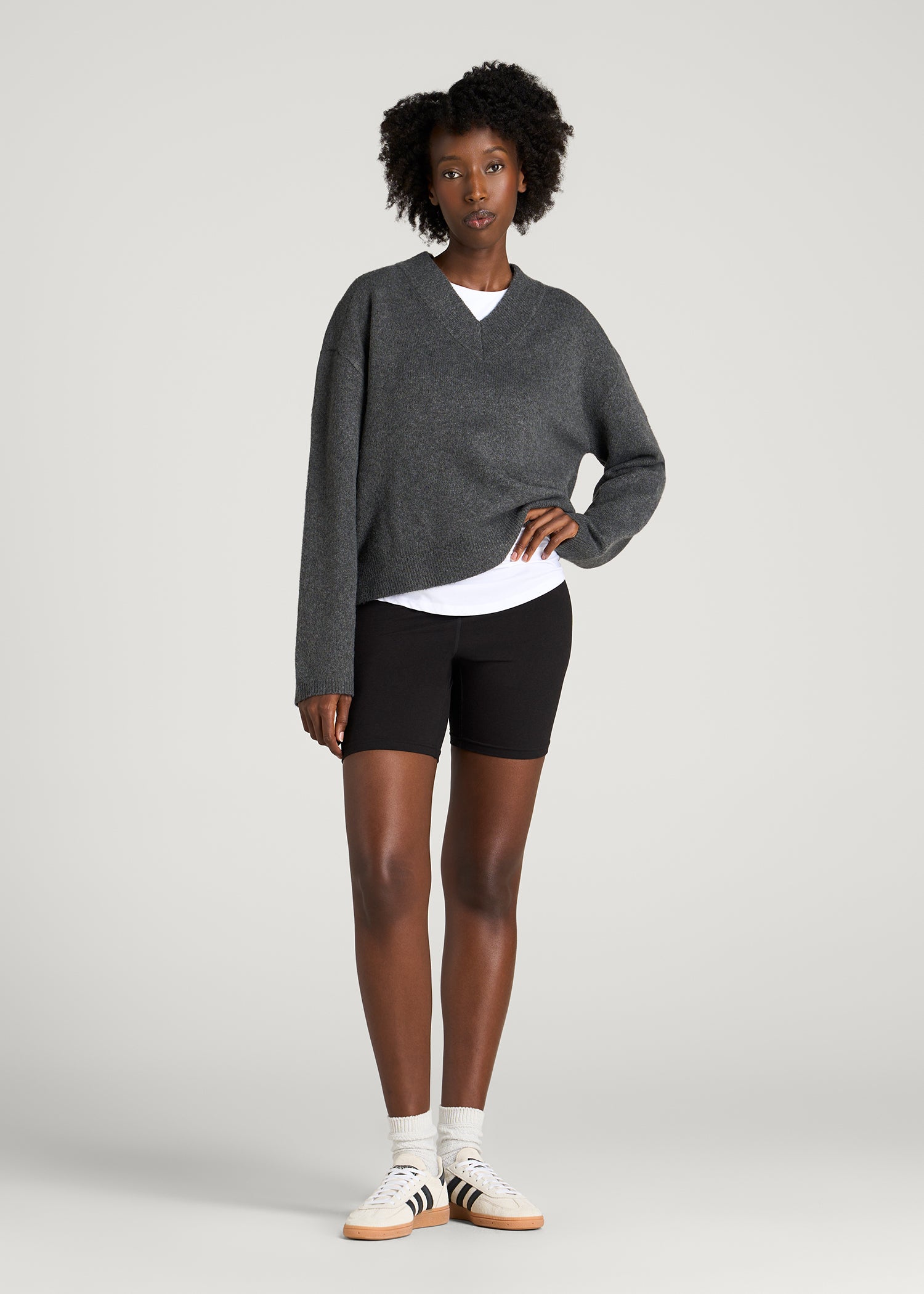 Ultra Soft High Rise Bike Shorts for Tall Women in Black Mix