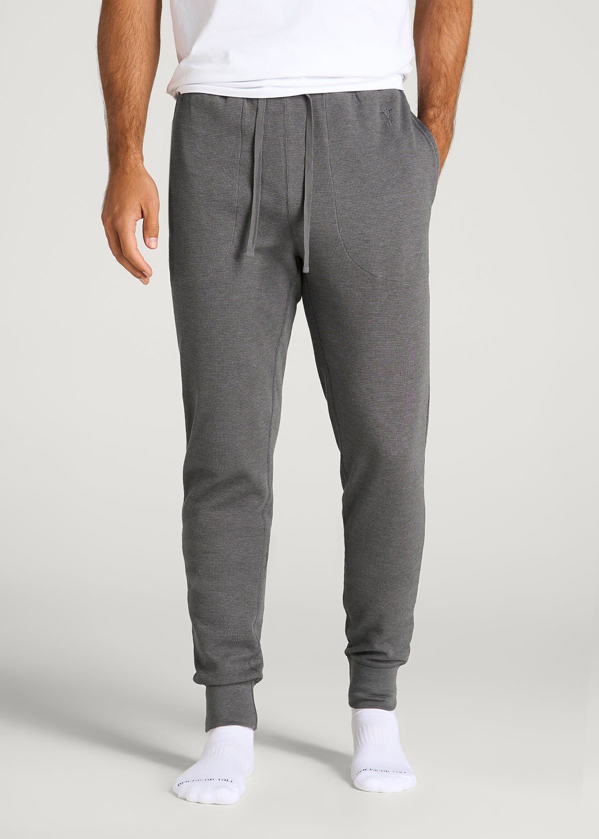 Waffle-Knit Lounge Jogger for Tall Men in Dark Ash Mix