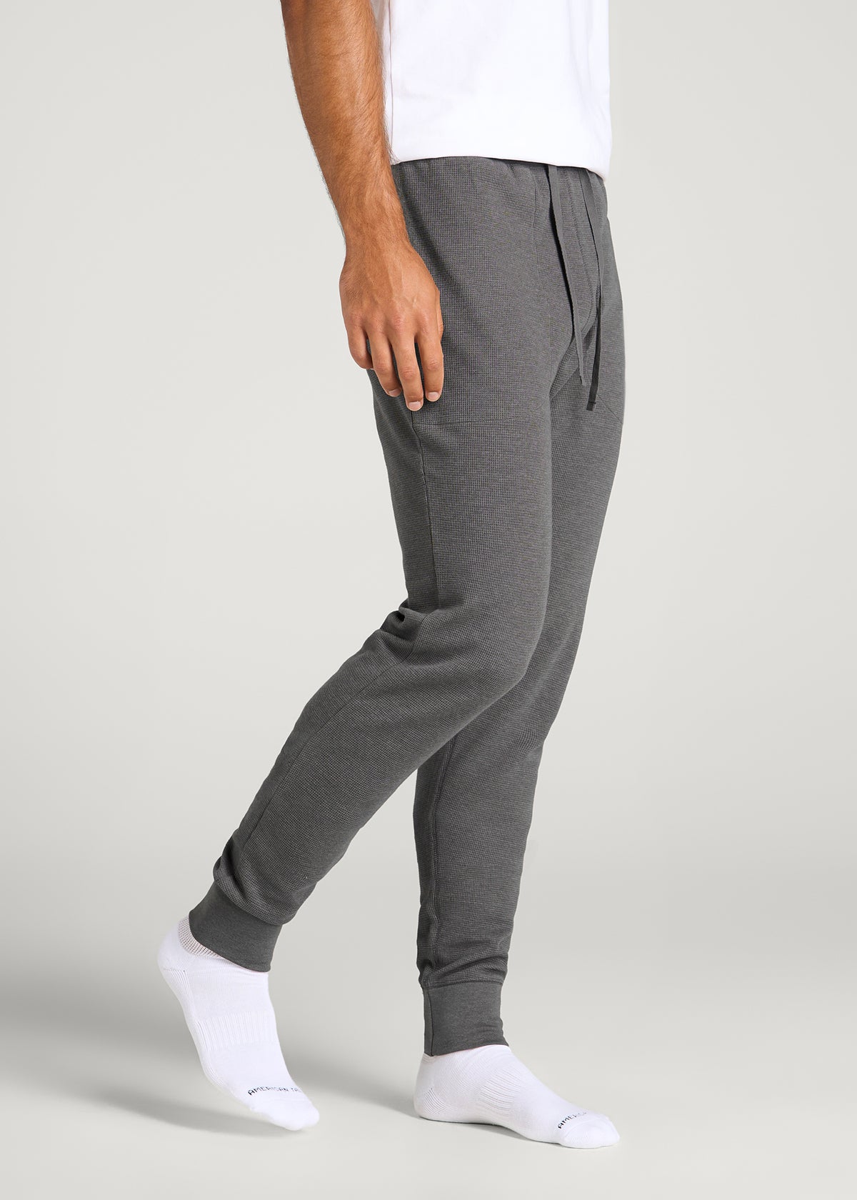 Waffle-Knit Lounge Jogger for Tall Men in Dark Ash Mix