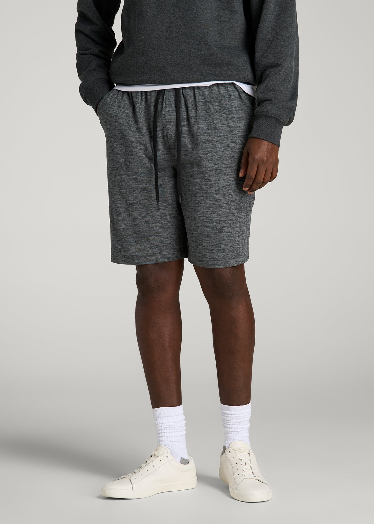 Weekender Stretch Lounge Shorts for Tall Men in Charcoal Mix