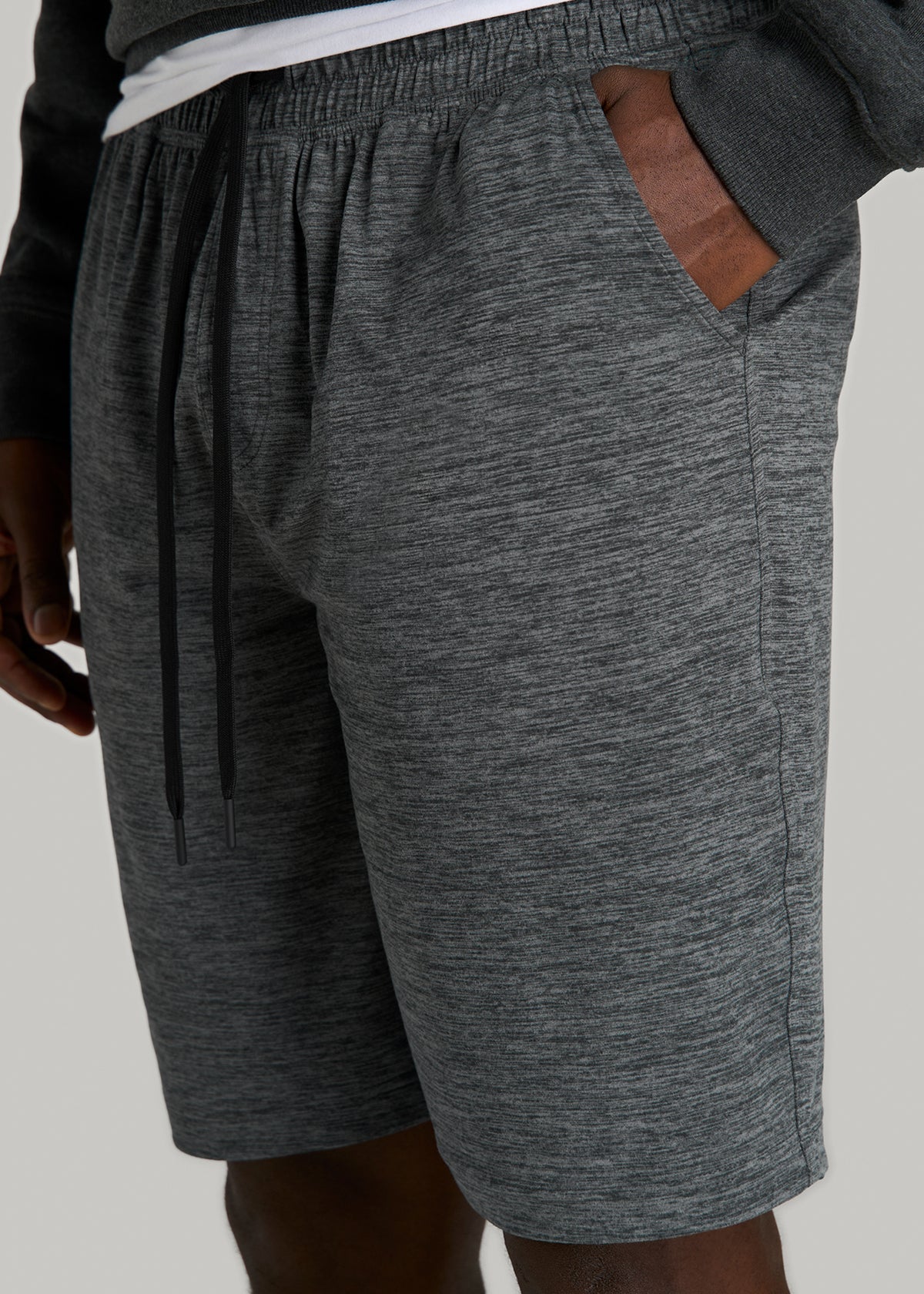 Weekender Stretch Lounge Shorts for Tall Men in Charcoal Mix