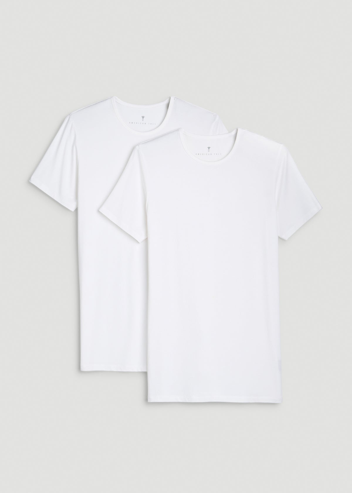 2-Pack Luxe Modal Crewneck Undershirts for Tall Men in Optic White