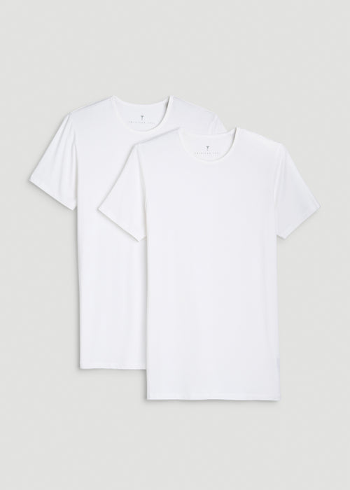 2-Pack Luxe Modal Crewneck Undershirts for Tall Men in Optic White