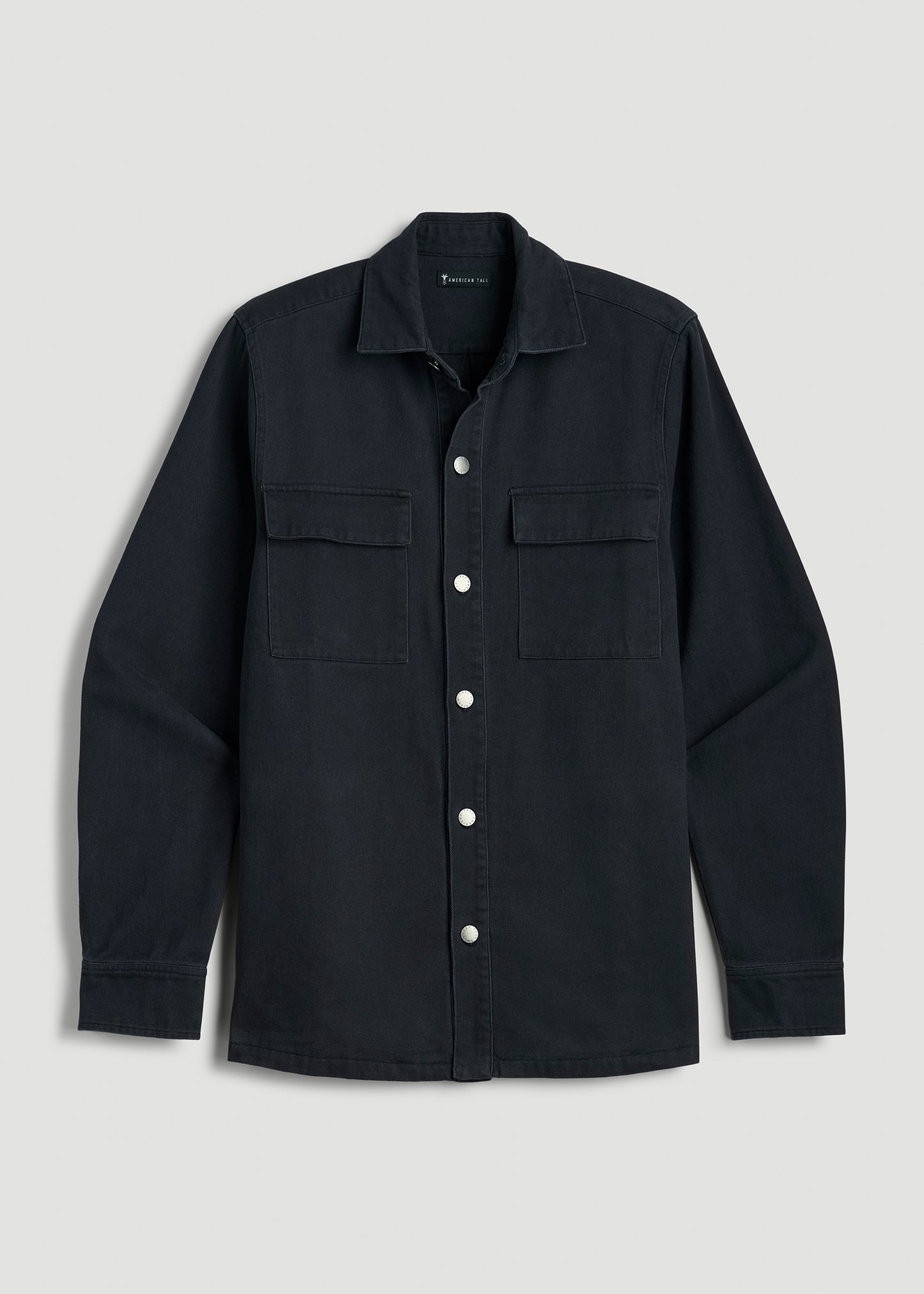 Casual Twill Shirt Jacket for Tall Men in Evening Blue