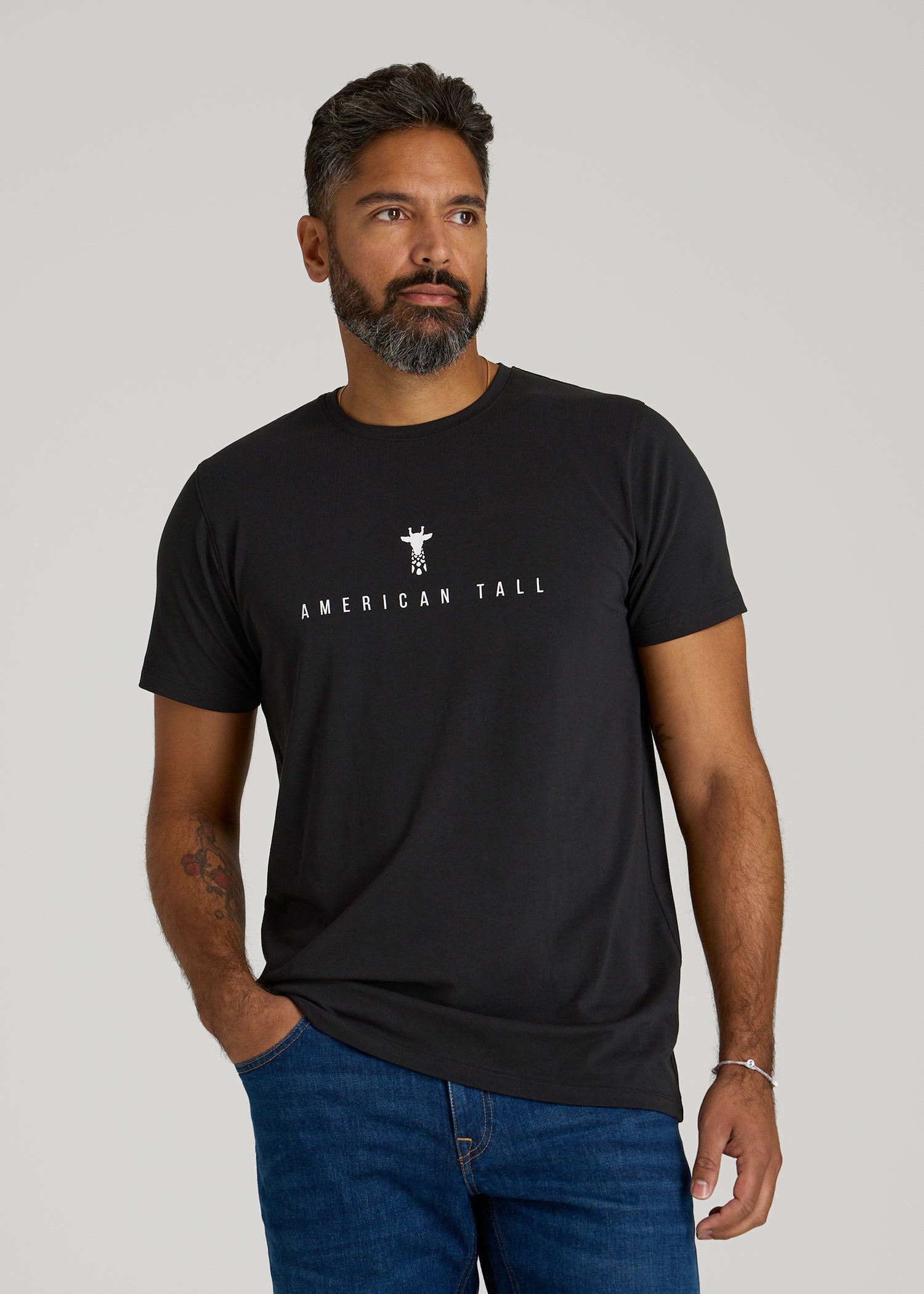Logo Tee for Tall Men in Black
