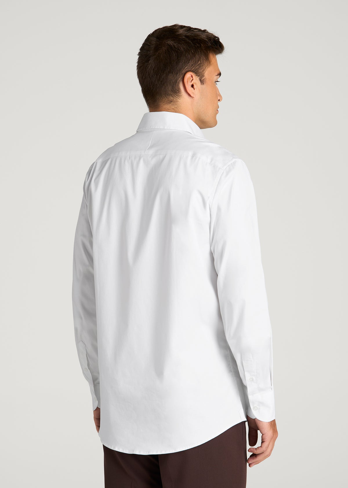 Easy Care Stretch Cotton Dress Shirt for Tall Men in White