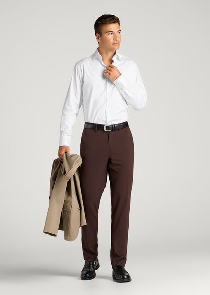 Easy Care Stretch Cotton Dress Shirt for Tall Men in White