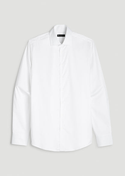 Easy Care Stretch Cotton Dress Shirt for Tall Men in White