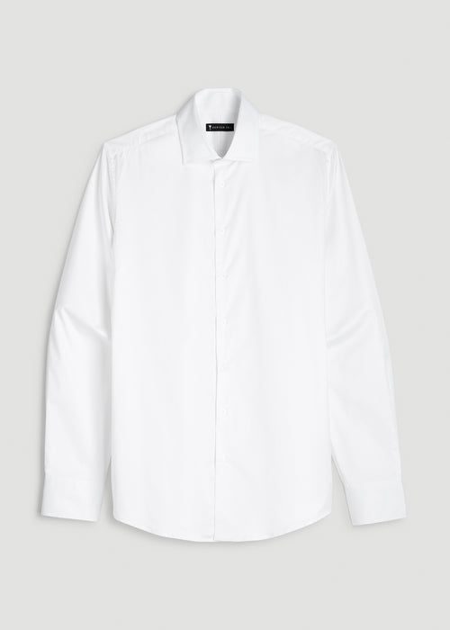 Easy Care Stretch Cotton Dress Shirt for Tall Men in White