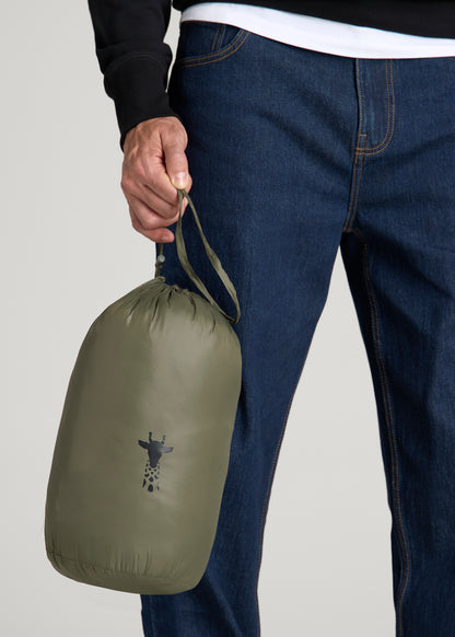 Packable Puffer Jacket for Tall Men in Olive