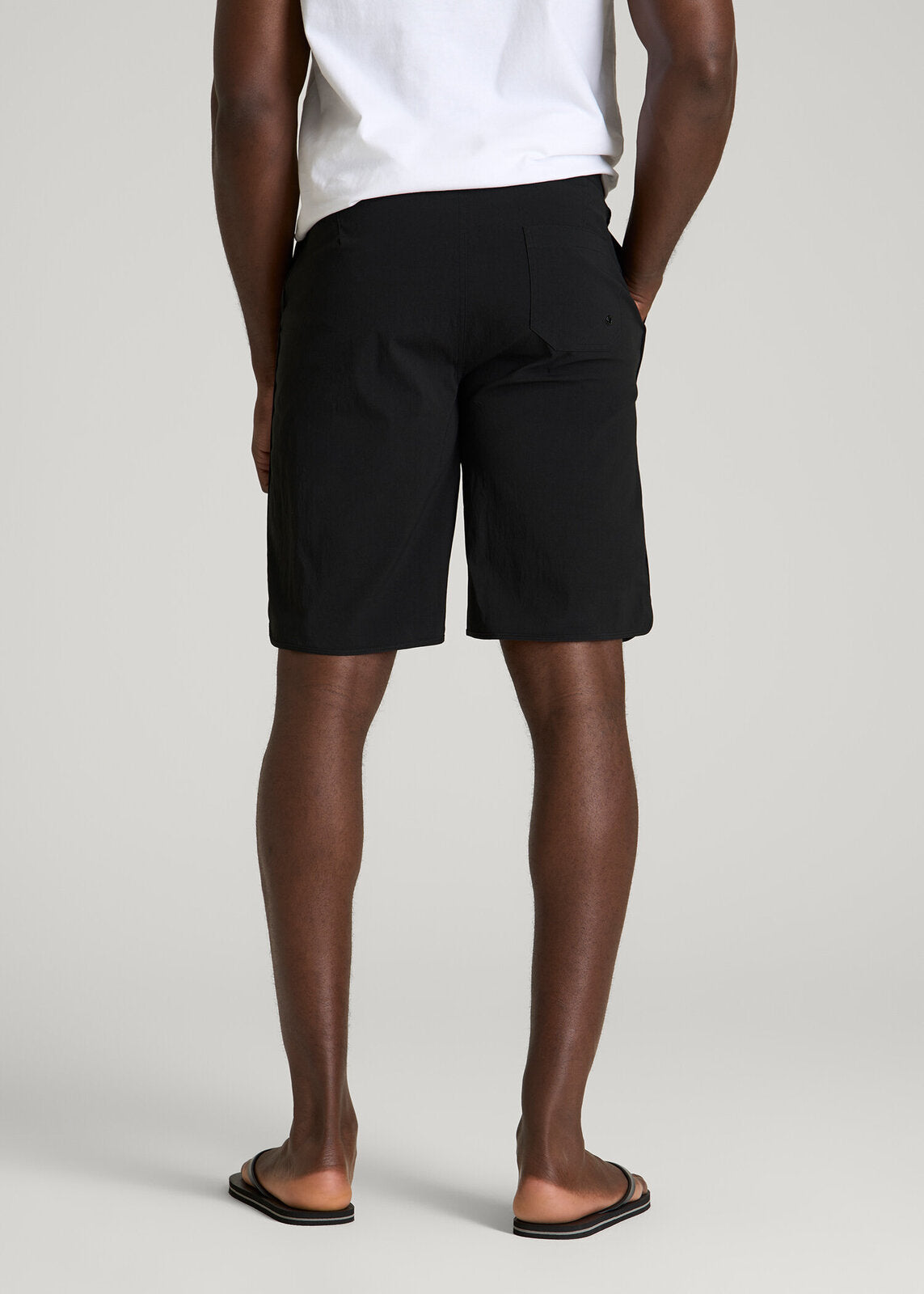 Stretch Board Shorts for Tall Men in Deep Black