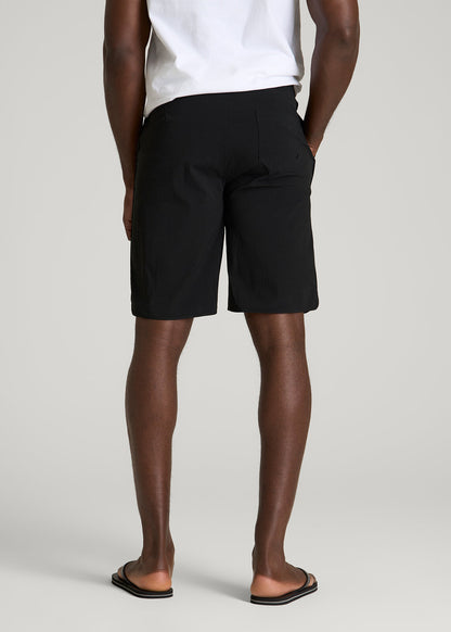 Stretch Board Shorts for Tall Men in Deep Black