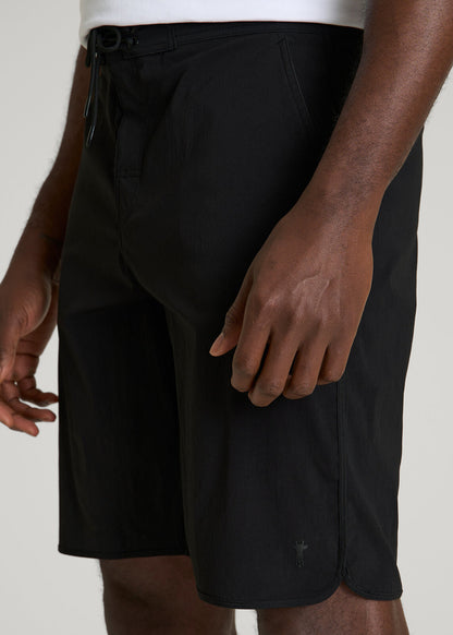 Stretch Board Shorts for Tall Men in Deep Black