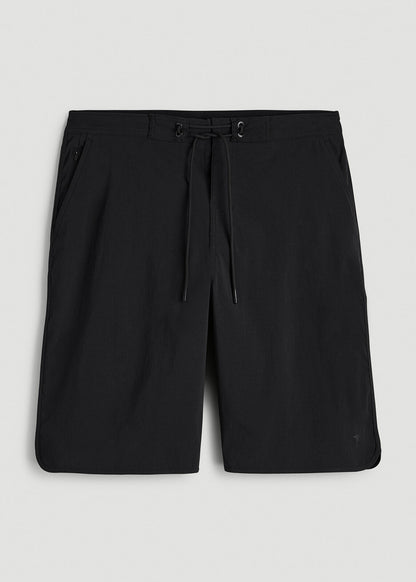 Stretch Board Shorts for Tall Men in Deep Black