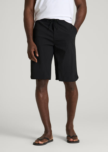 Stretch Board Shorts for Tall Men in Deep Black