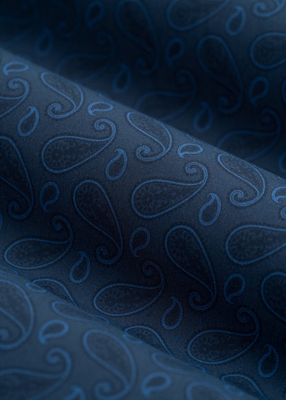 Stretch Board Shorts for Tall Men in Navy Blue Paisley
