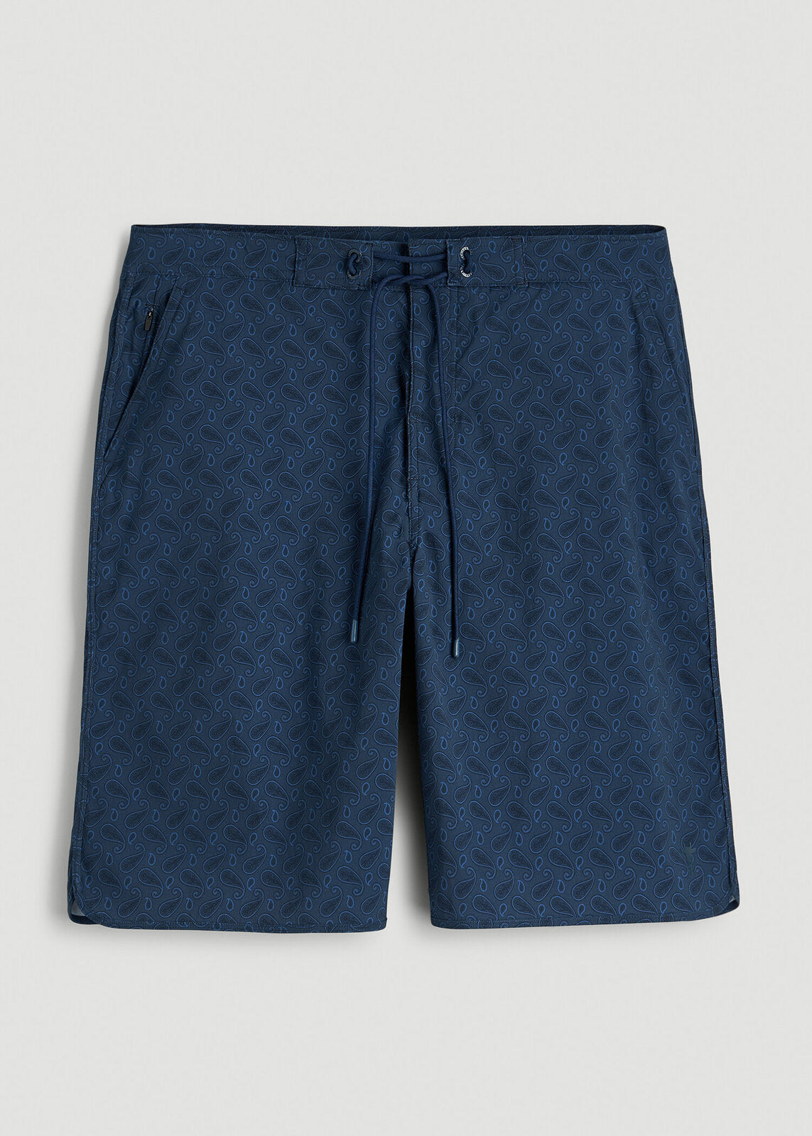 Stretch Board Shorts for Tall Men in Navy Blue Paisley