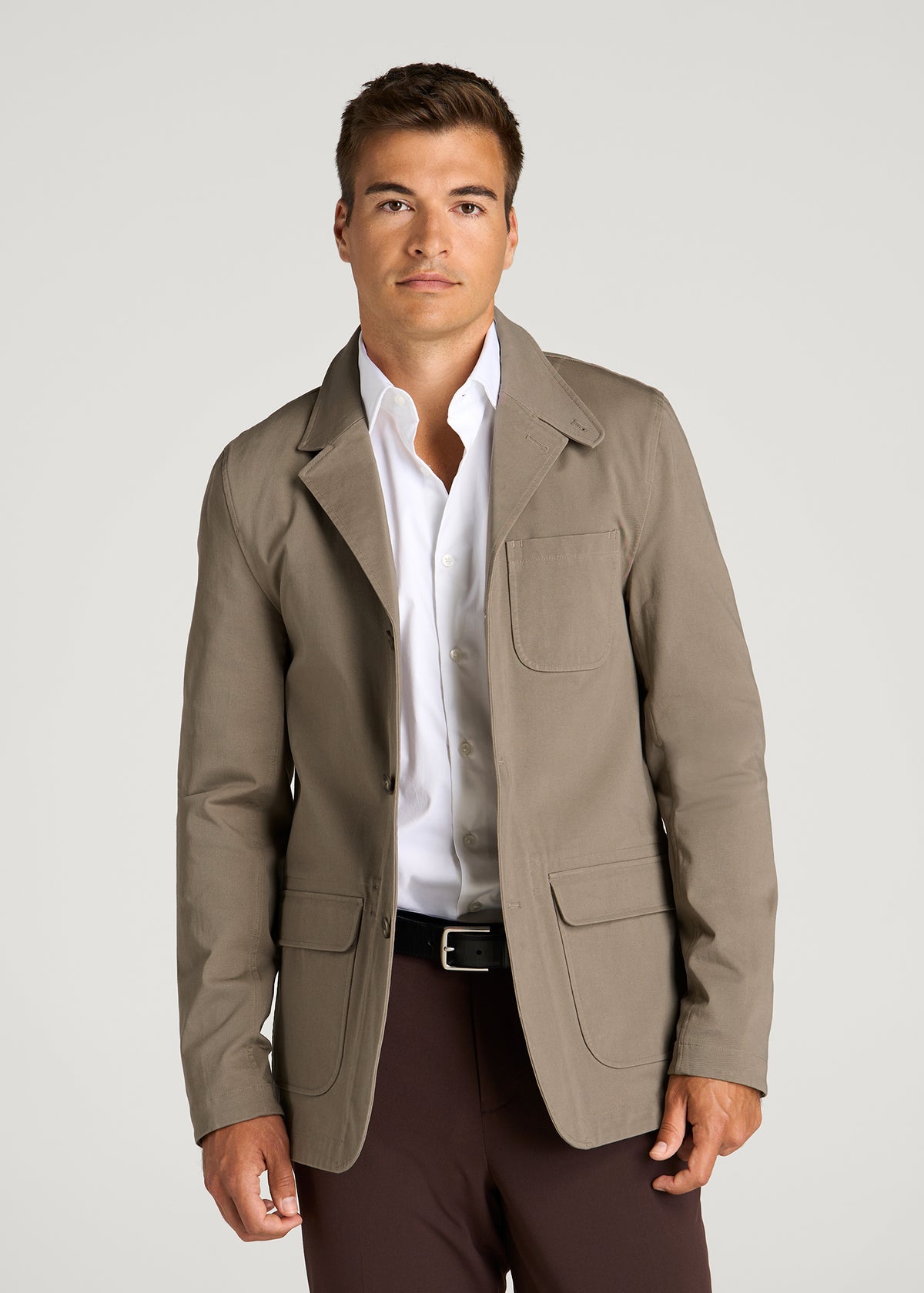 Stretch Commuter Chino Sport Coat for Tall Men in Dusty Khaki
