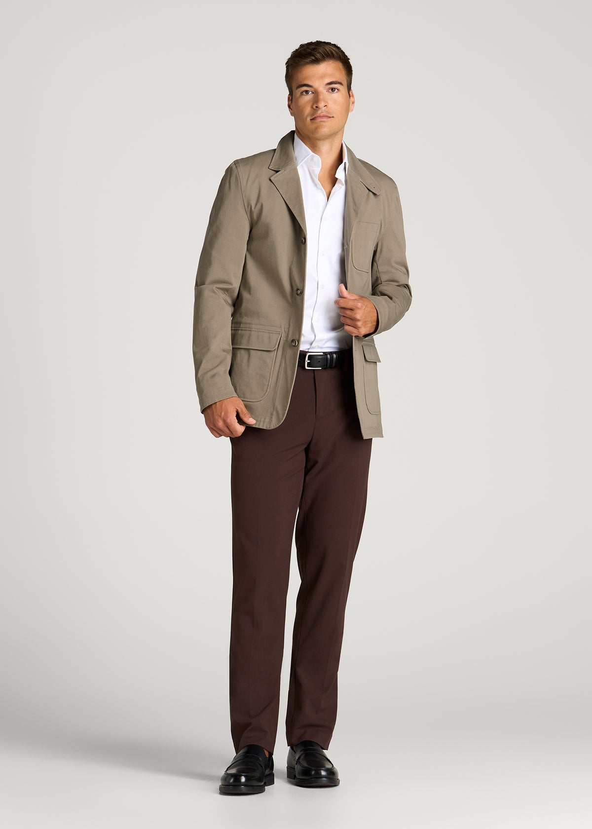 Stretch Commuter Chino Sport Coat for Tall Men in Dusty Khaki