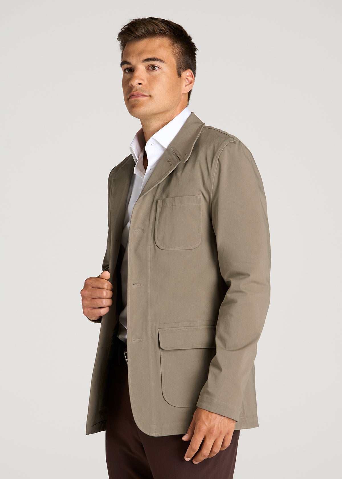 Stretch Commuter Chino Sport Coat for Tall Men in Dusty Khaki