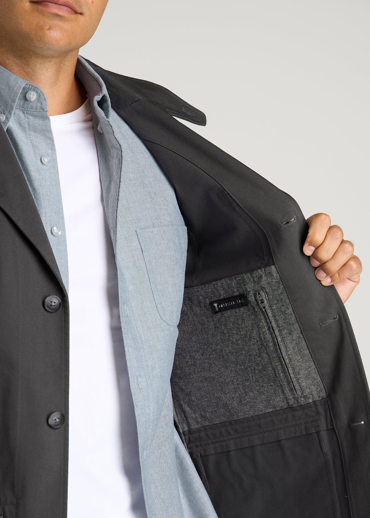 Stretch Commuter Chino Sport Coat for Tall Men in Slate