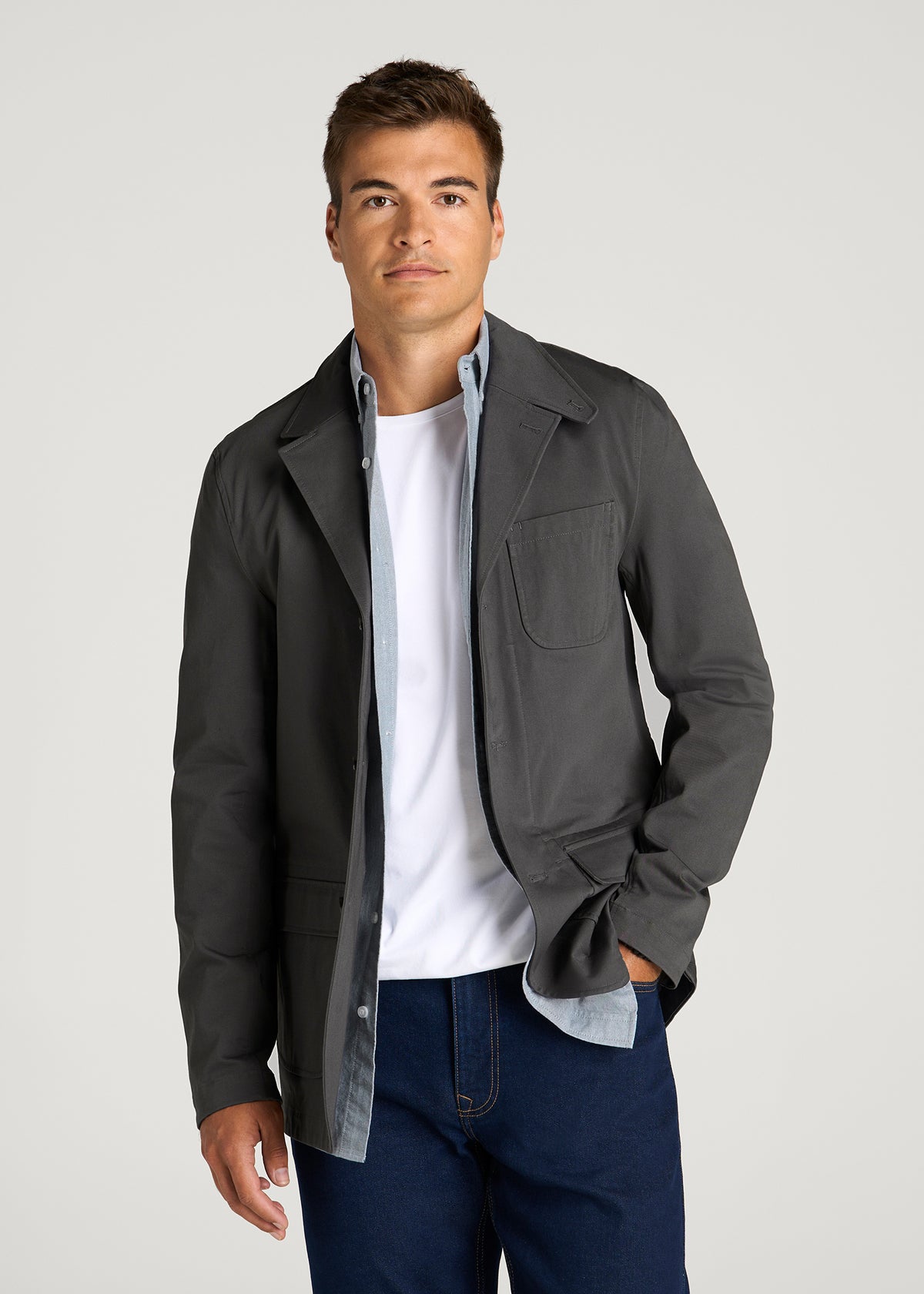 Stretch Commuter Chino Sport Coat for Tall Men in Slate