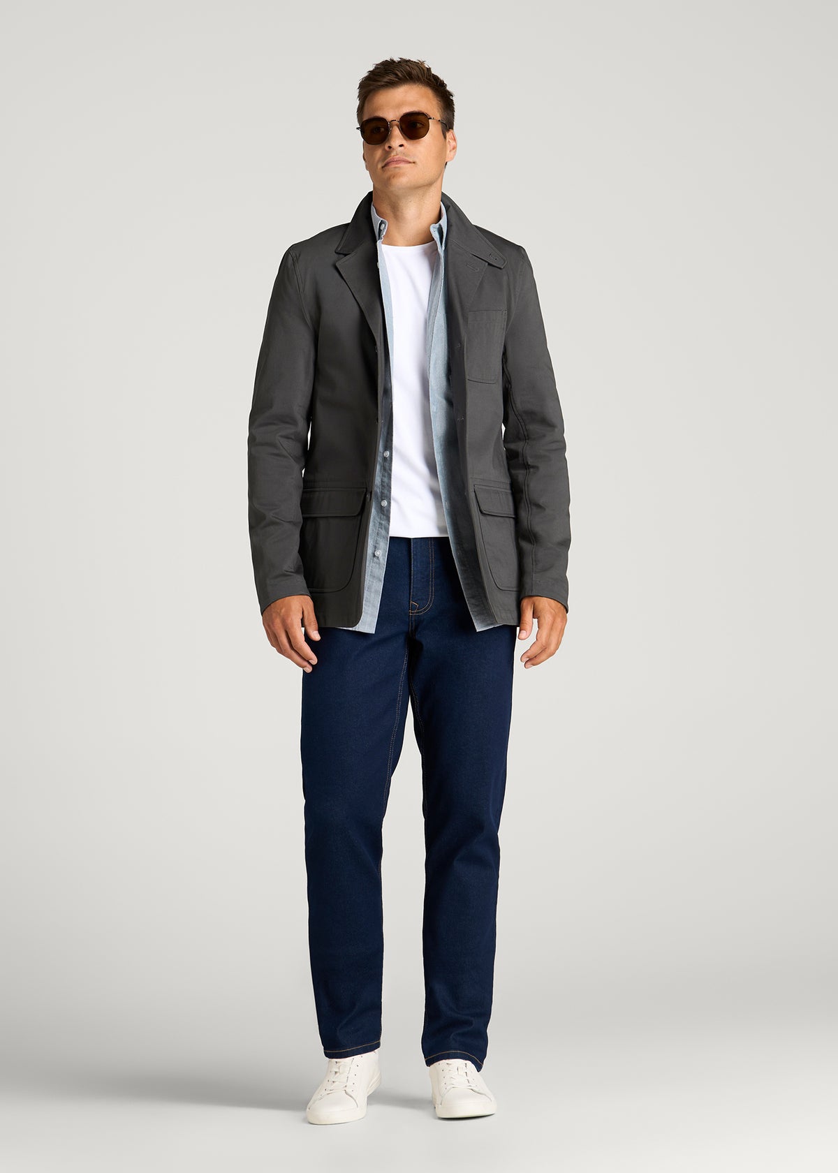 Stretch Commuter Chino Sport Coat for Tall Men in Slate