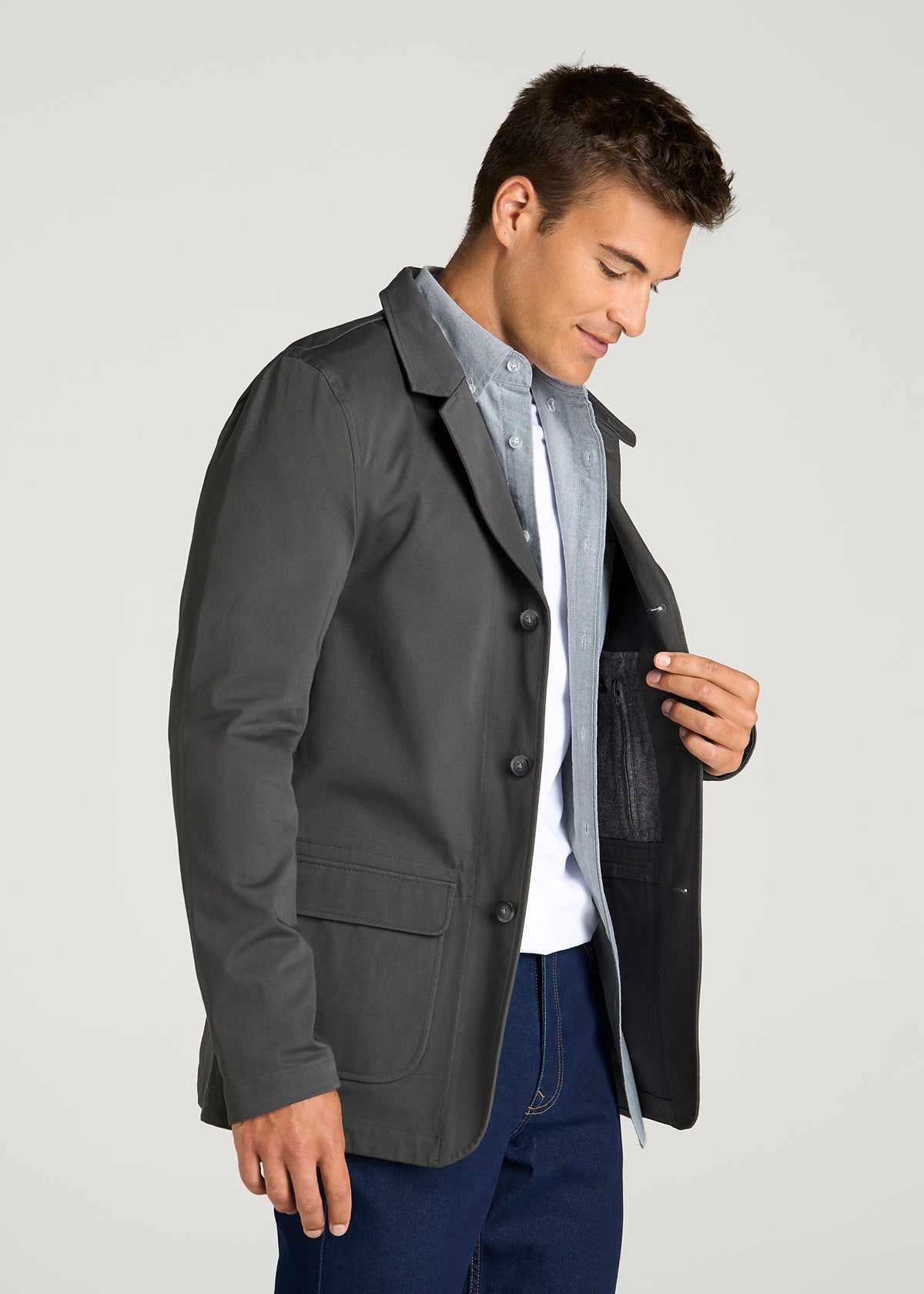 Stretch Commuter Chino Sport Coat for Tall Men in Slate