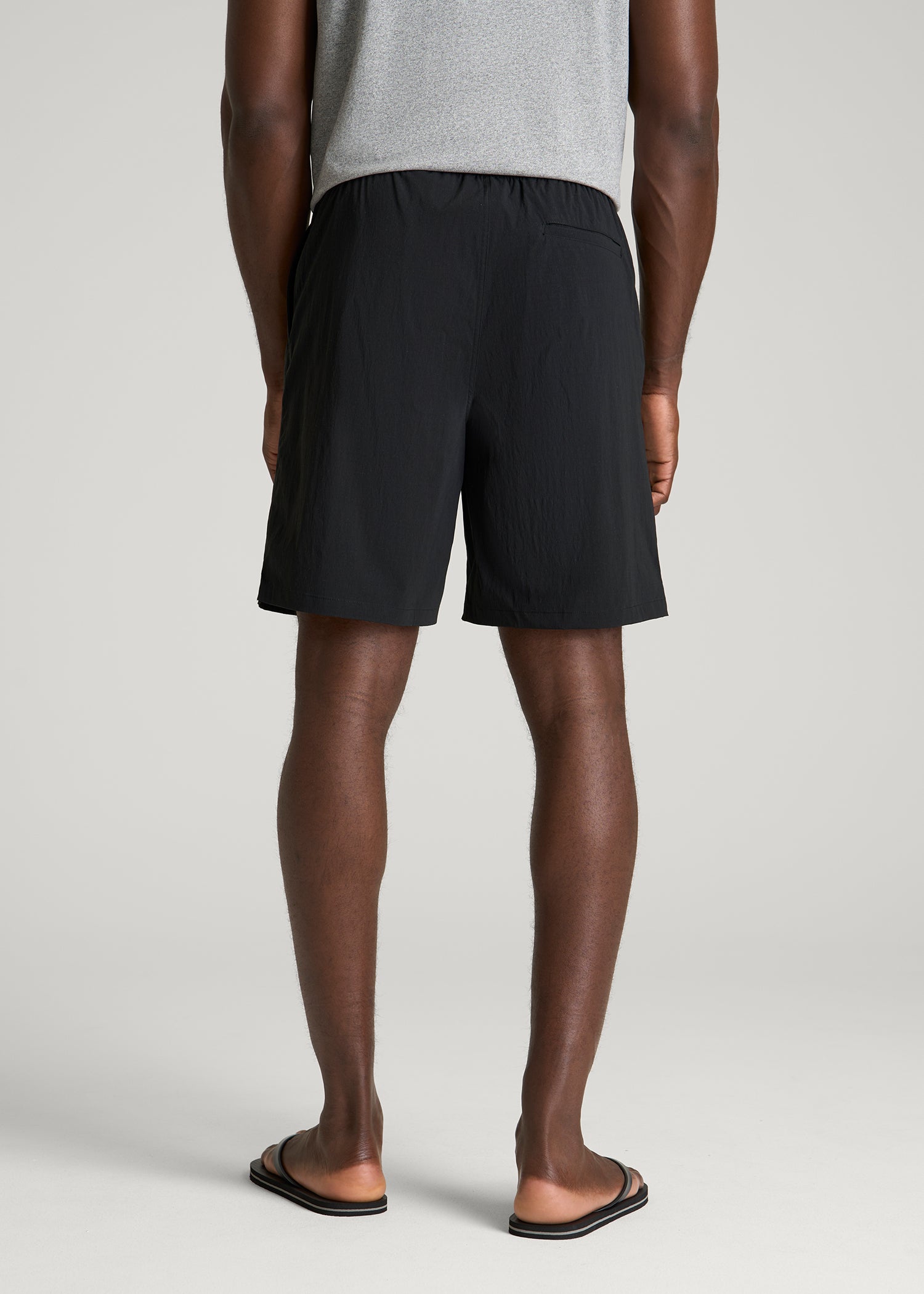 Stretch Swim Shorts for Tall Men in Deep Black