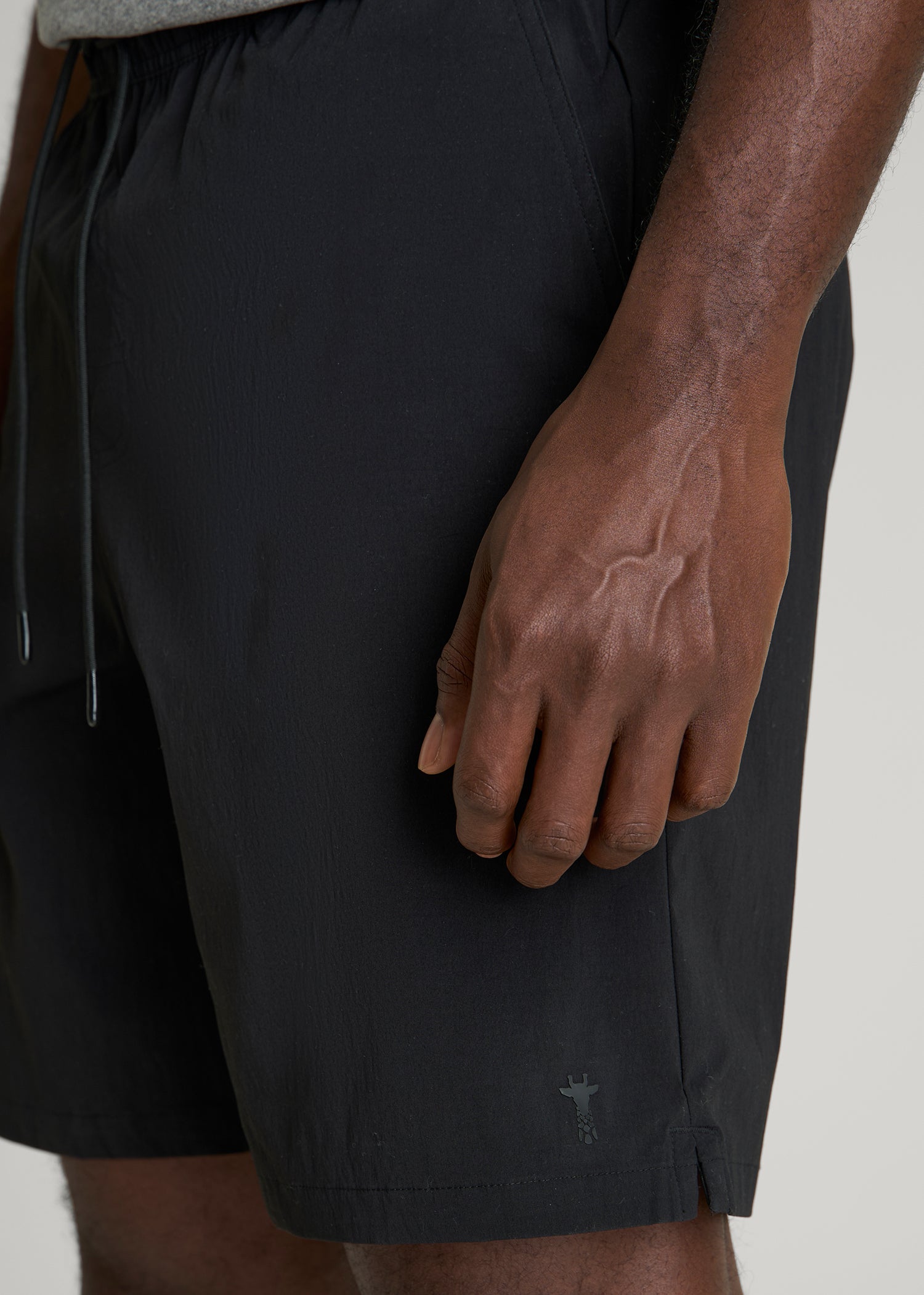 Stretch Swim Shorts for Tall Men in Deep Black