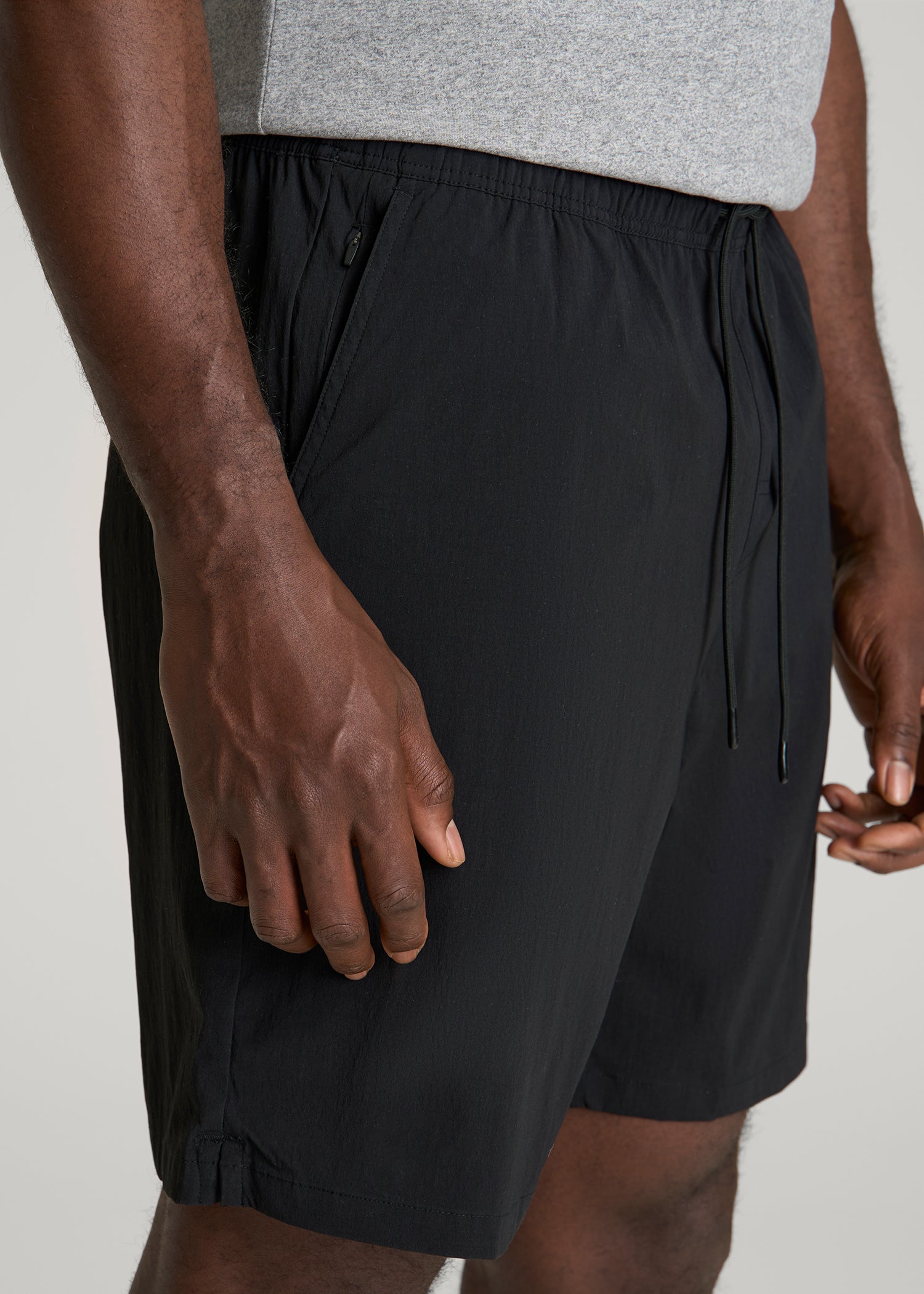 Stretch Swim Shorts for Tall Men in Deep Black