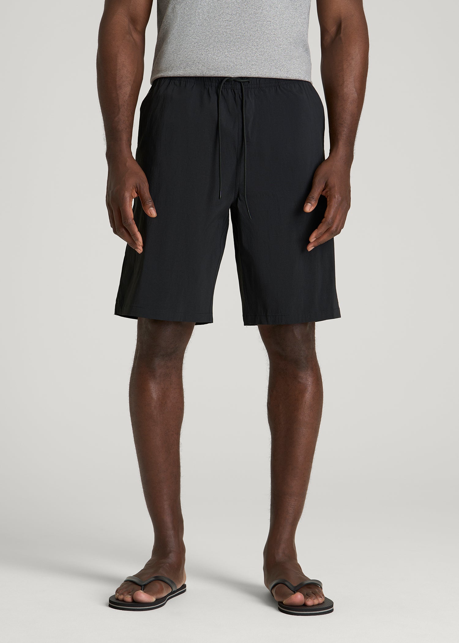 Stretch Swim Shorts for Tall Men in Deep Black