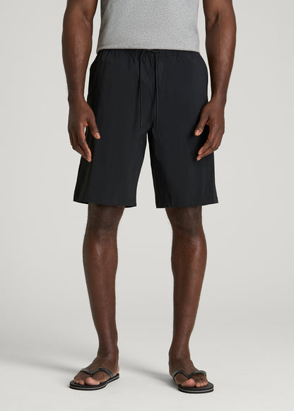 Stretch Swim Shorts for Tall Men in Deep Black