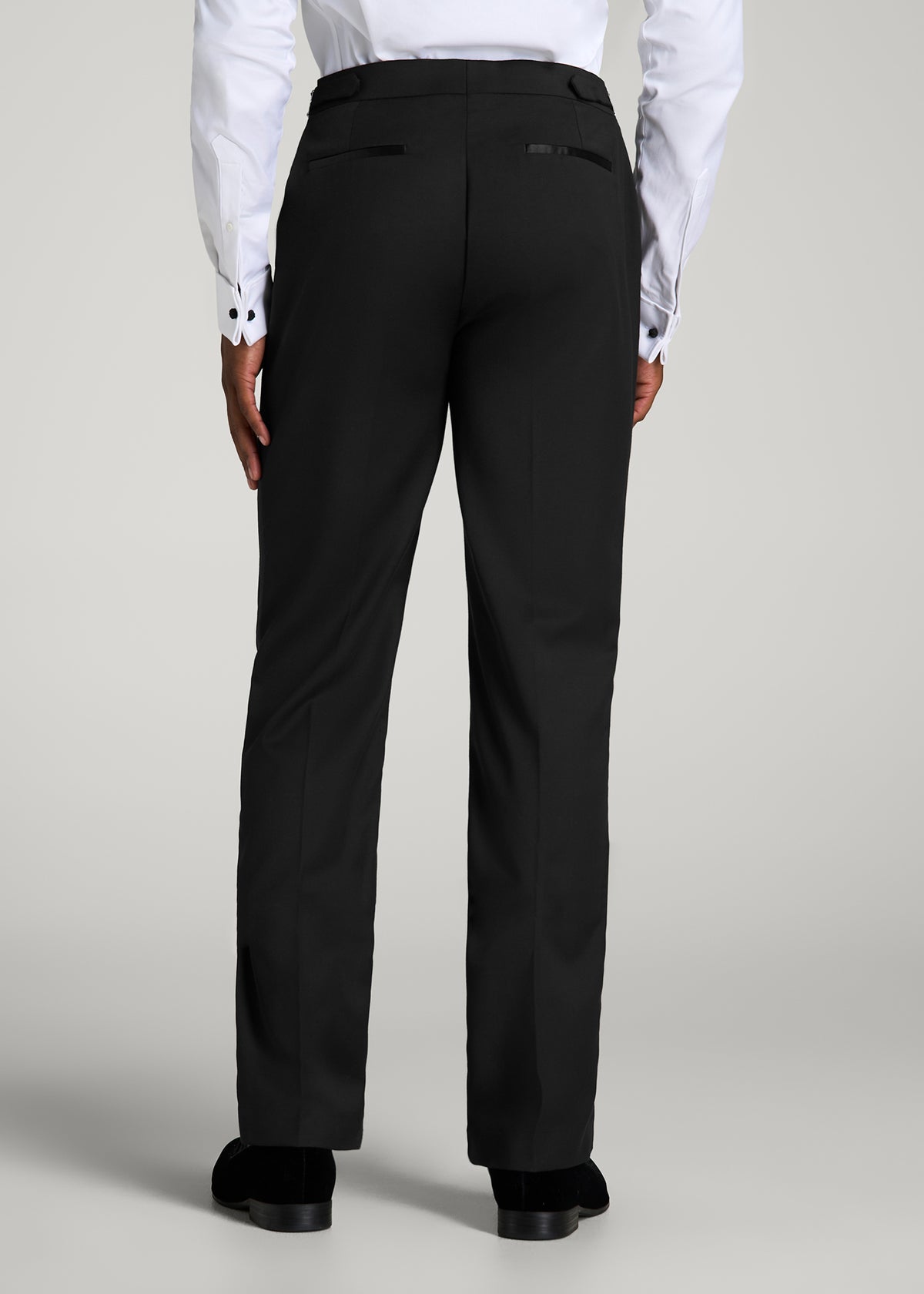 Tuxedo Trousers with Adjustable Waist for Tall Men in Black
