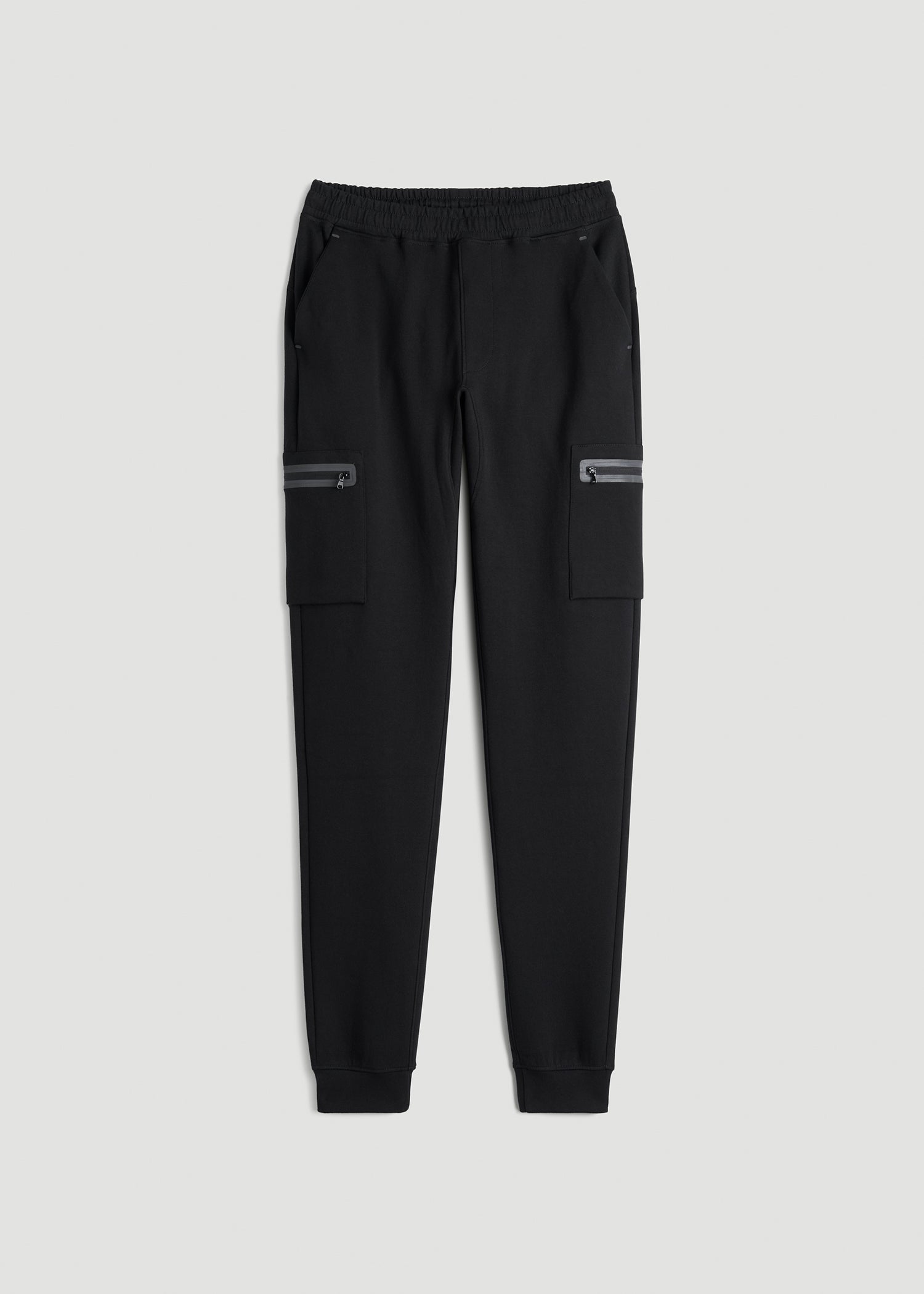 Tech Motion Fleece Cargo Joggers for Tall Men in Black